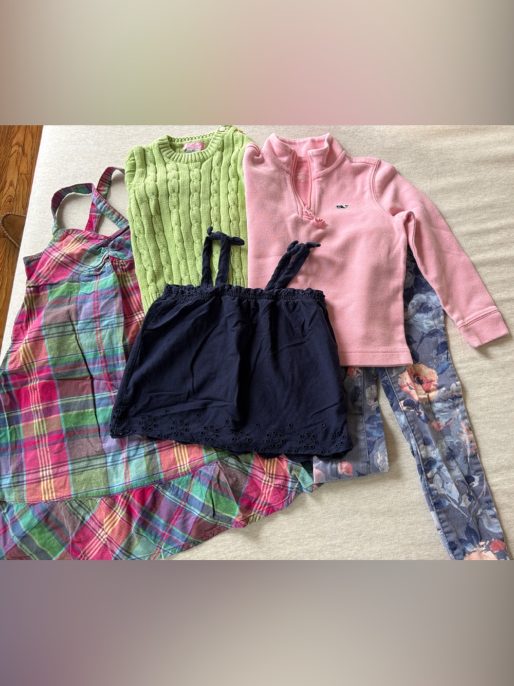 4T Girls 5pc Bundle Lightly Worn Dress Sweater 3/4 zip Leggings and Tank Top